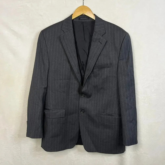 Lauren Ralph Lauren Men's 42R Gray Striped 100% Wool-Laine Two-Button Blazer‎ - Picture 1 of 6